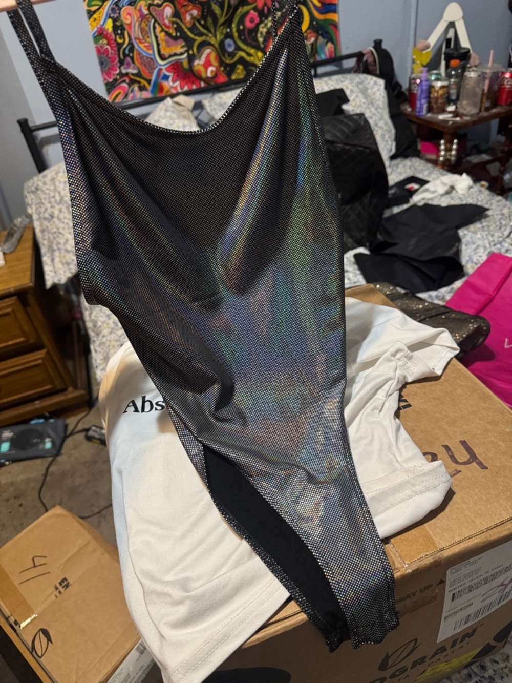 Forever 21 Black Iridescent Mesh Bodysuit